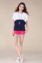 Lady Loose Cotton Tops Short Sleeve Summer Blouse Casual Tshirt for Women