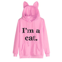 Womens Cat Long Sleeve Hoodie Sweatshirt Hooded Pullover Tops Blouse